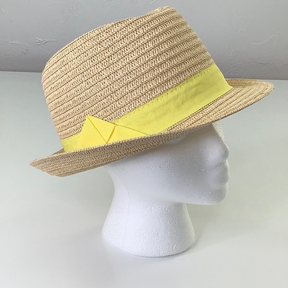 Scala Pronto Fedora Paper Hat with Yellow Band Unisex Size OS EUC - Picture 8 of 16